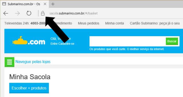 Cadeado de segurança em site de comércio eletrônico