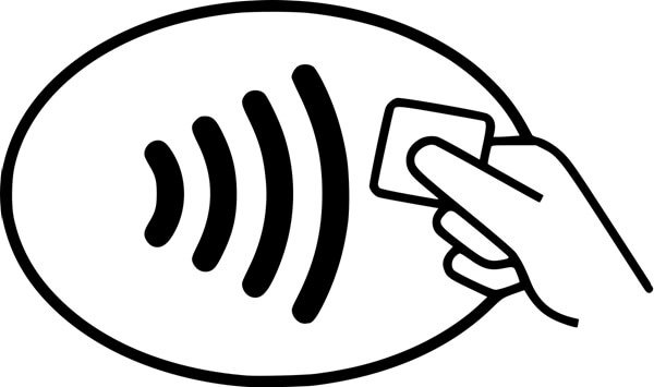 Símbolo de pagamento por aproximação — contactless (imagem: Wikipedia)