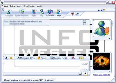 Plano de fundo no MSN com imagem do InfoWester