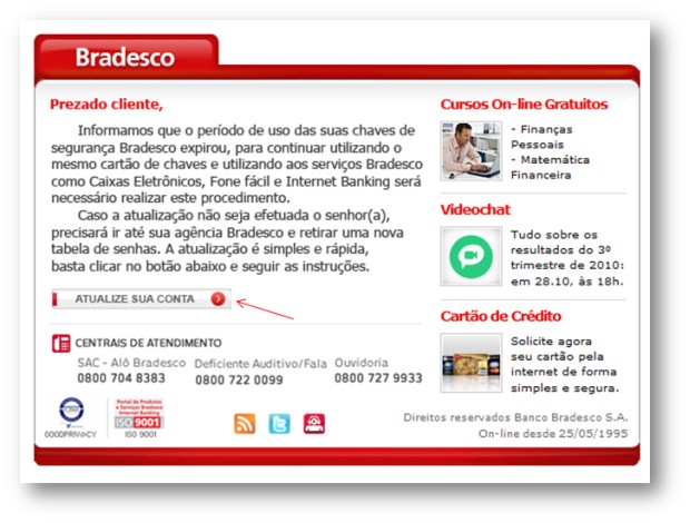 E-mail falso
	em nome do Bradesco