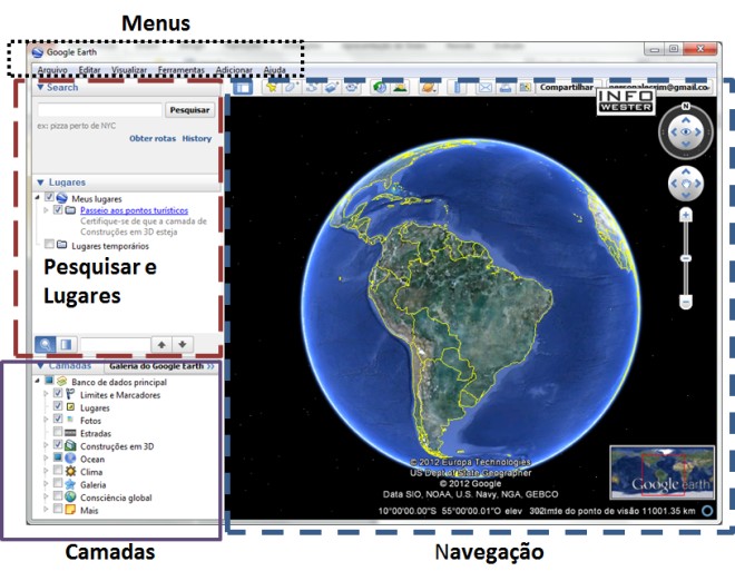 Tela principal do Google Earth