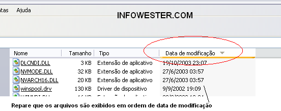 Exibindo arquivos por data de modificação