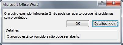 Mensagem de erro do Word