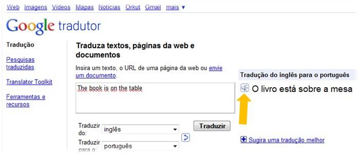 Pronúncia em português no Google Tradutor