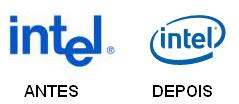 O antigo e novo logotipo da Intel