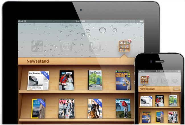 O Newsstand em ação - Imagem por Apple