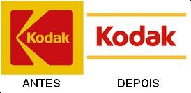 O antigo e novo logotipo da Kodak