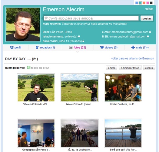 Álbum de fotos no novo orkut