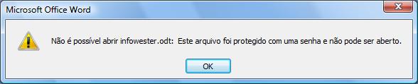 Abertura do arquivo infowester.odt no Office 2007