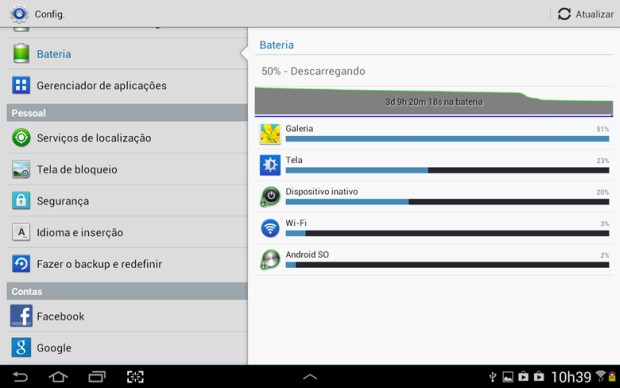 Área de configuração: muito fácil de usar