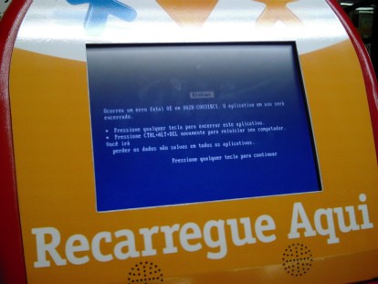 Windows mostrando mensagem de erro em terminal de recarga da Vivo