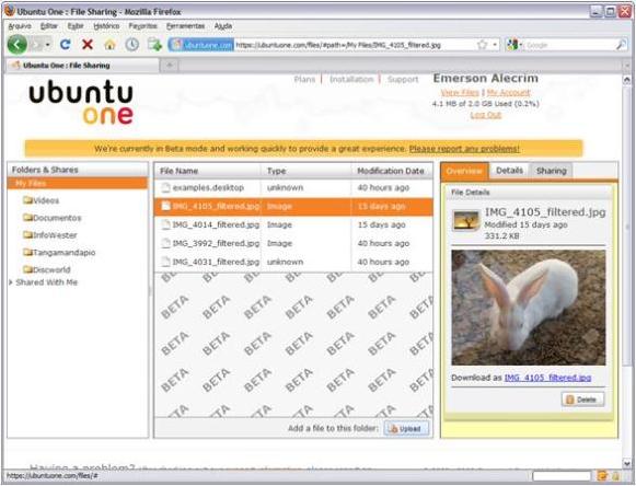 Interface Web do Ubuntu One