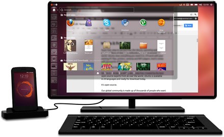 Transformando um smartphone com Ubuntu em um desktop – Imagem por Canonical