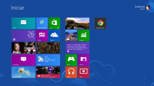 Tela inicial do Windows 8