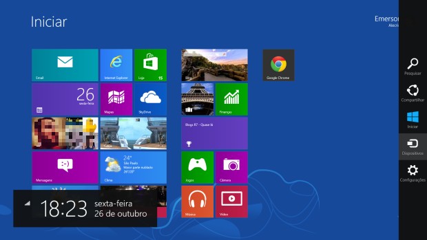 Tela Inicial do Windows 8