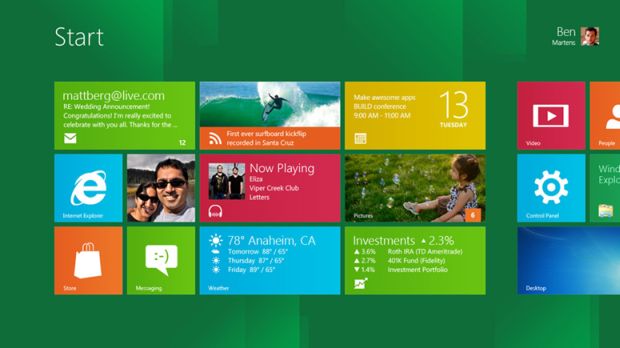 Tela inicial do Windows 8 – Imagem por Microsoft