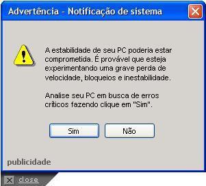 Falsa mensagem do Windows