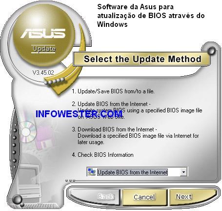 Imagem de um programa da Asus para atualização de BIOS