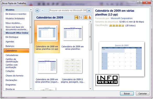 Modelos no Excel 2007