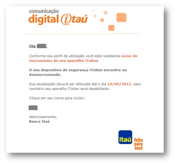 E-mail falso em nome
	de banco