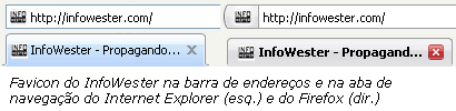 Favicon do Infowester nos navegadores Internet Explorer e Firefox