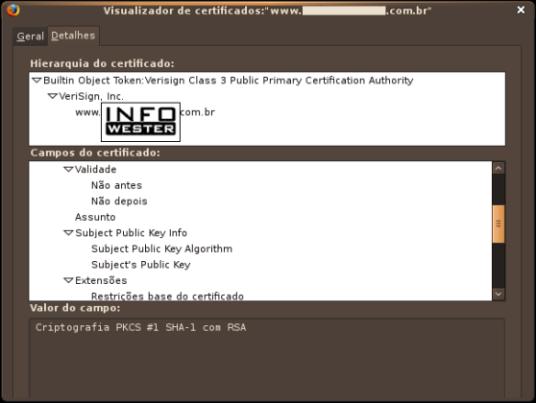 Certificado exibido em um navegador de internet