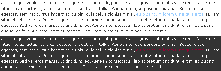 Exemplos de aplicação inadequada de cores em links