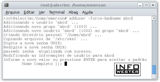 Comando adduser -force-badname
