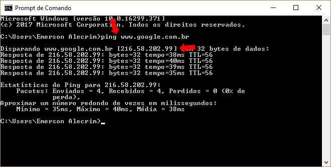 Ping para descobrir IP