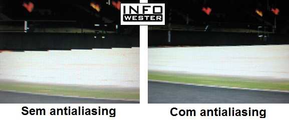 Comparativo de imagens com e sem antialiasing