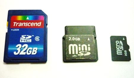 Cartões SD, miniSD e microSD
