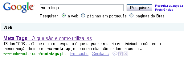 Exemplo de tag title no resultado de busca