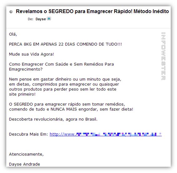 SPAM sobre emagrecimento fácil