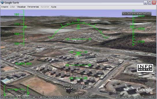 Simulador de vôo no Google Earth