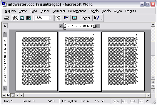Visualização de arquivo com uma página sem numeração