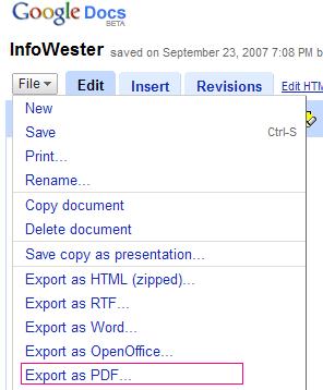Salvando em PDF no Google Docs