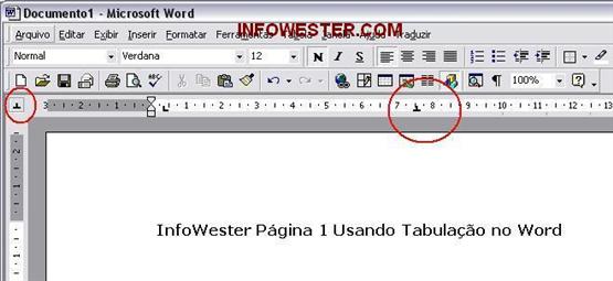 Usando tabulação no Word