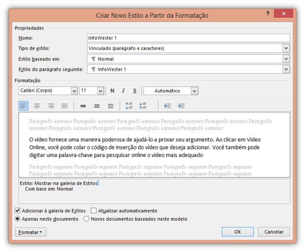 Criando um estilo no Word 2013