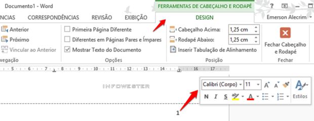 Caixa de formatação de números de páginas