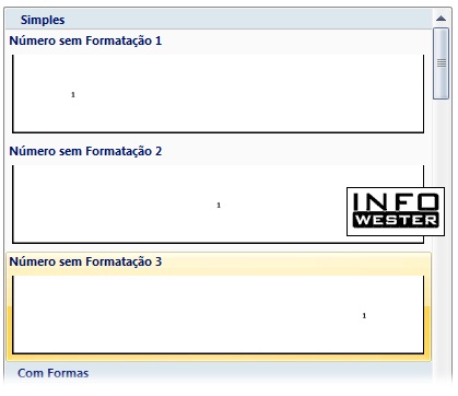 Numeração de páginas no word 2007