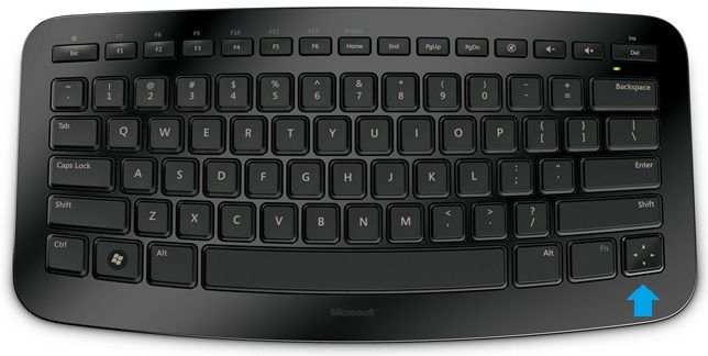 Arc Keyboard: destaque para o botão de setas
