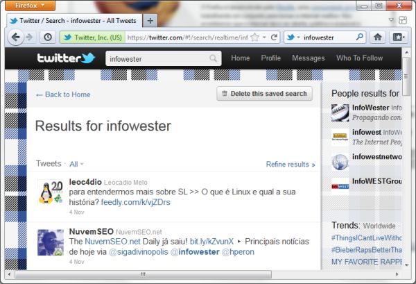 Firefox 8 – com busca integrada ao Twitter Firefox 8 – com busca integrada ao Twitter