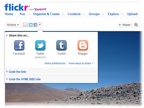 Integração do Flickr com redes sociais