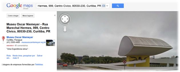 Museu Oscar Niemeyer, em Curitiba, visualizado no Google Street View