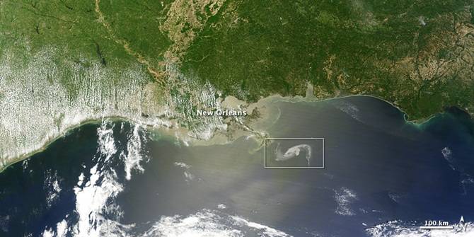 Vazamento de petróleo no Golfo do México - Imagem por NASA