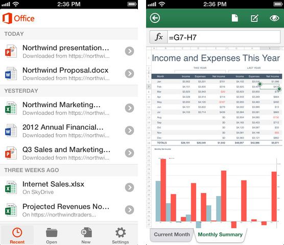 Office para iPhone – Imagem por App Store