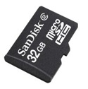 Cartão microSD da SanDisk com 32 GB de capacidade