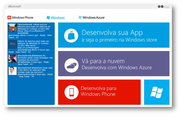 Site em português de desenvolvimento da Microsoft