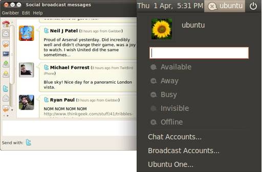 Ubuntu 10.04: integração com redes sociais - Imagem por Canonical