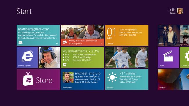 Tela inicial do Windows 8 – Imagem por Microsoft